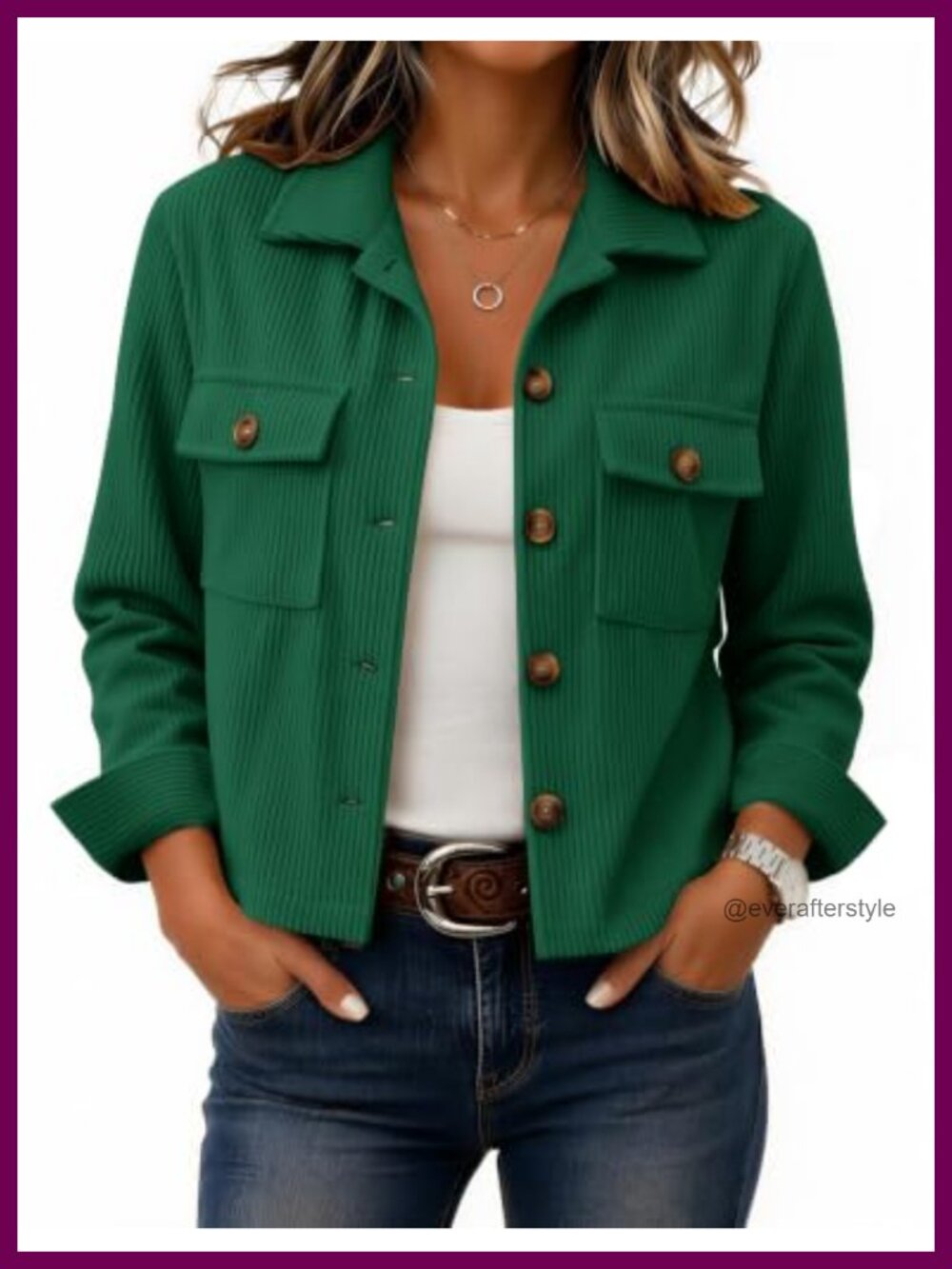 Corduroy Cropped Shacket Button Down Loose Fit Casual Fall Jacket